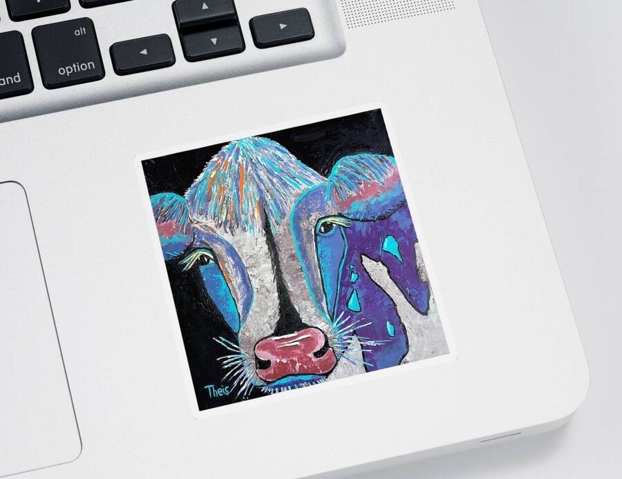 Cows Sticker featuring the painting My Wild Side by Suzanne Theis