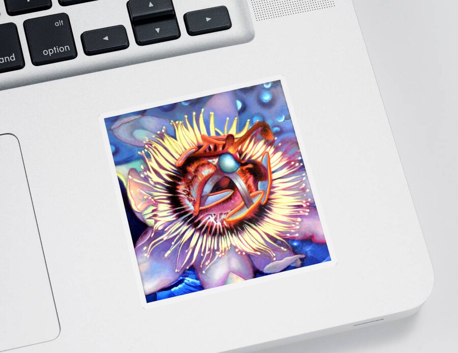 Passion Flower Sticker featuring the painting Passion Flower by Anni Adkins