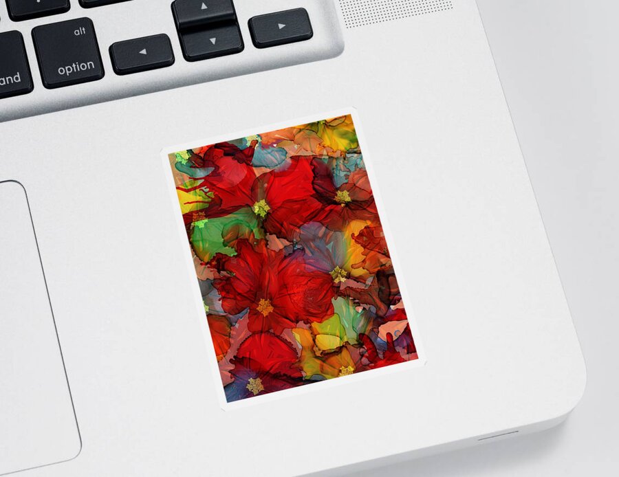 Abstract Sticker featuring the mixed media Passion of Flowers by Klara Acel