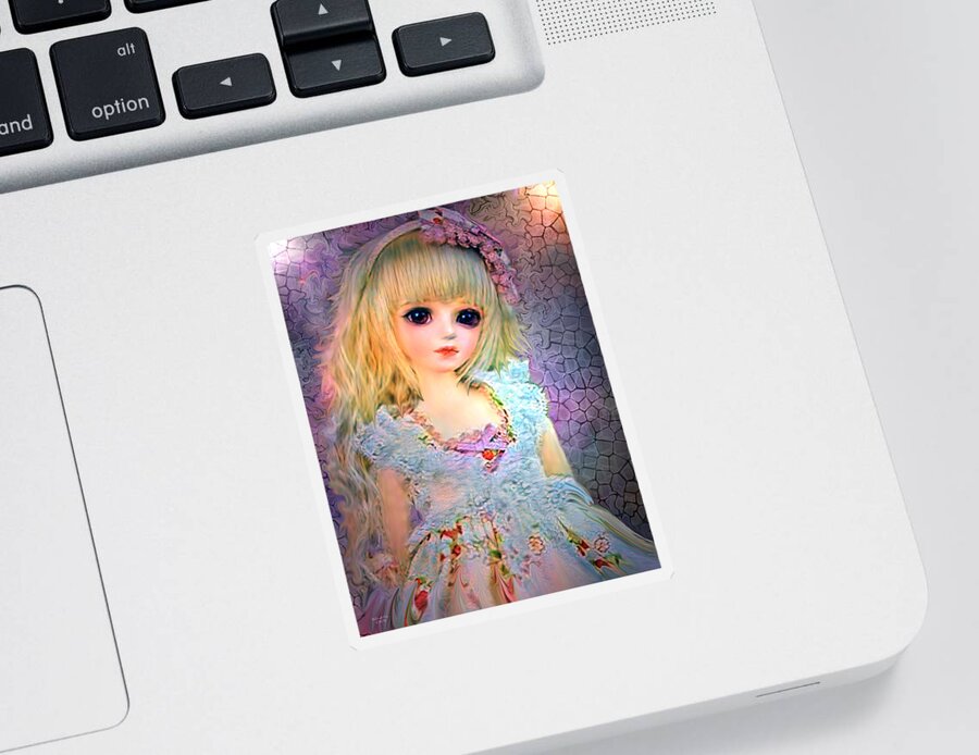 Digital Art Sticker featuring the digital art Pastel Baby Doll by Artful Oasis