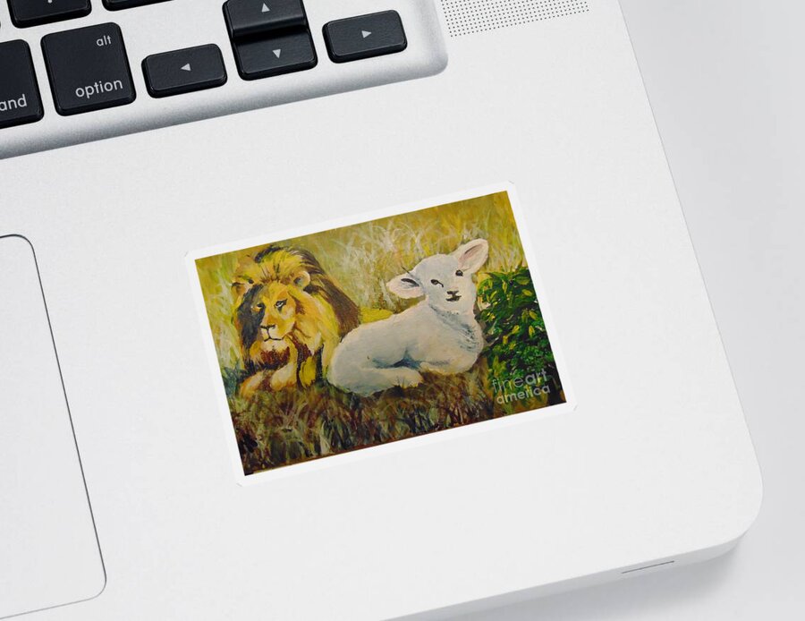 Lion Sticker featuring the painting Peace by Saundra Johnson