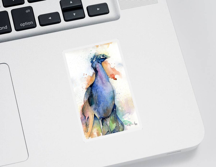 Bird Sticker featuring the painting Peacock by Sean Parnell