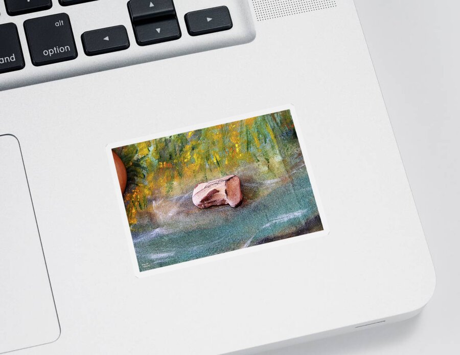 Augusta Stylianou Sticker featuring the photograph Pebble at the Stream by Augusta Stylianou