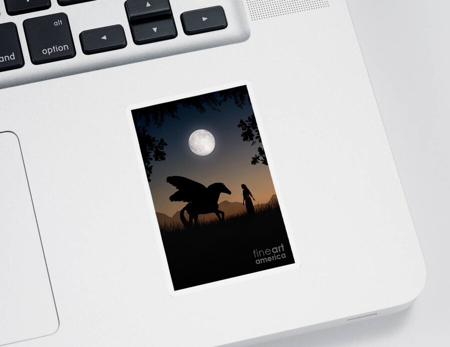 Clayton Sticker featuring the digital art Pegasus by Clayton Bastiani
