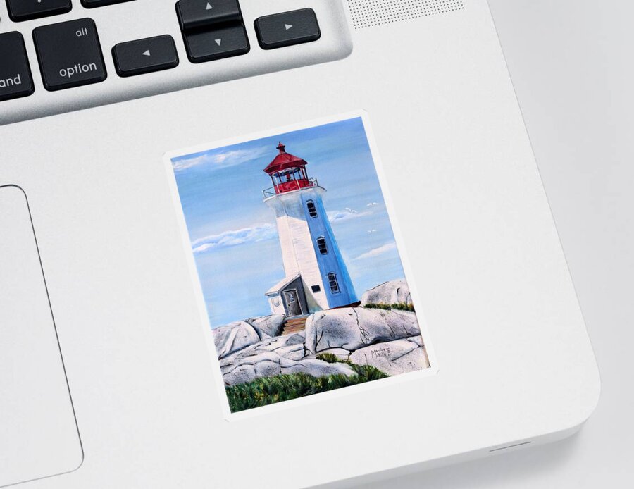 Peggy's Cove Sticker featuring the painting Peggy's Cove Lighthouse by Marilyn McNish