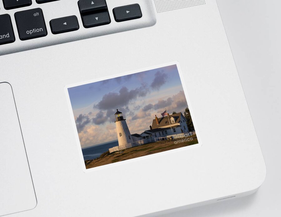 Lighthouse Sticker featuring the photograph Pemaquid Morning by Jerry Fornarotto