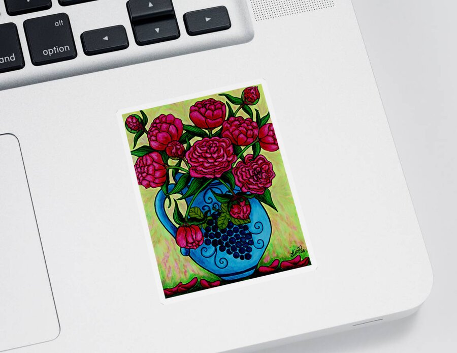 Peonies Sticker featuring the painting Peony Party by Lisa Lorenz