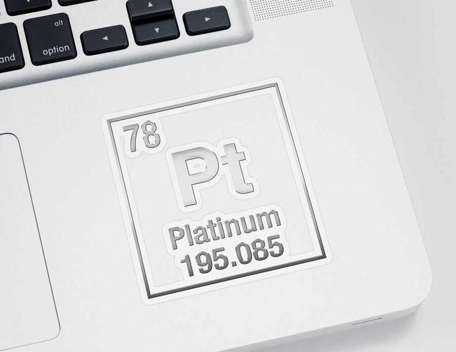 'the Elements' Collection By Serge Averbukh Sticker featuring the digital art Periodic Table of Elements - Platinum - Pt - Platinum on Platinum by Serge Averbukh