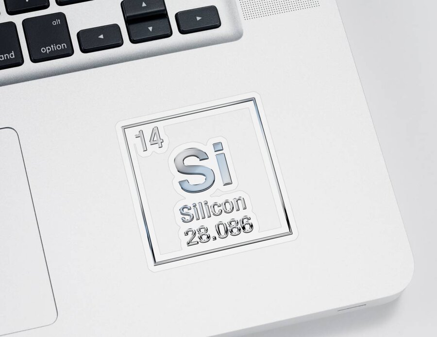 ‘the Elements’ Collection By Serge Averbukh Sticker featuring the digital art Periodic Table of Elements - Silicon - Si by Serge Averbukh