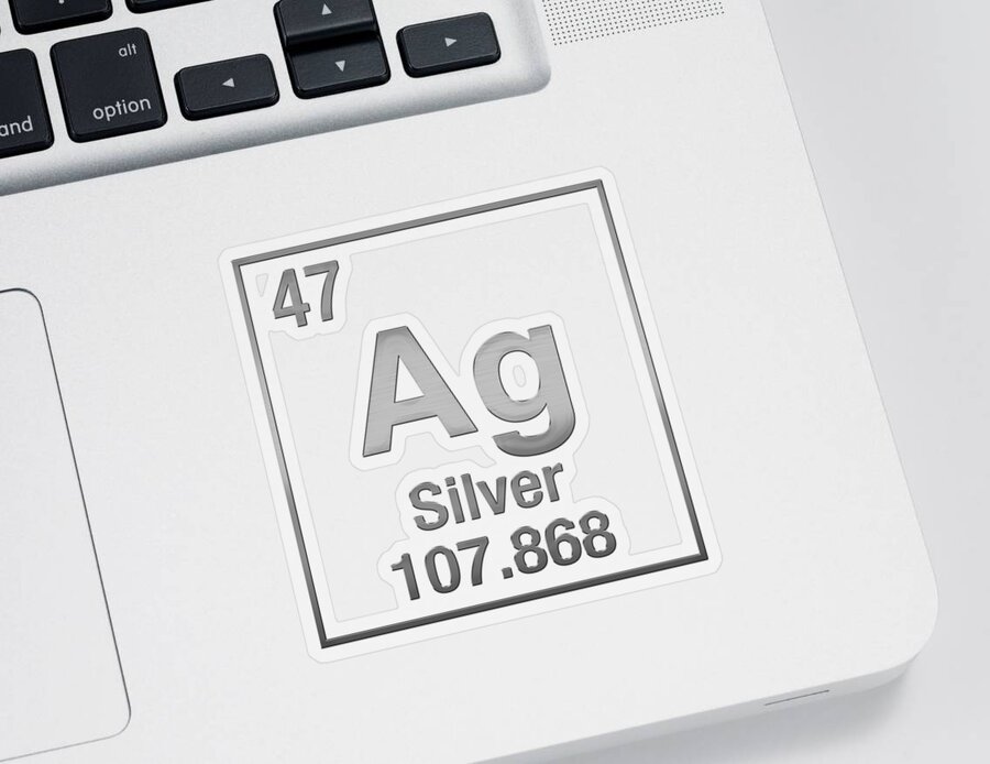 'the Elements' Collection By Serge Averbukh Sticker featuring the digital art Periodic Table of Elements - Silver - Ag - Silver on Silver by Serge Averbukh