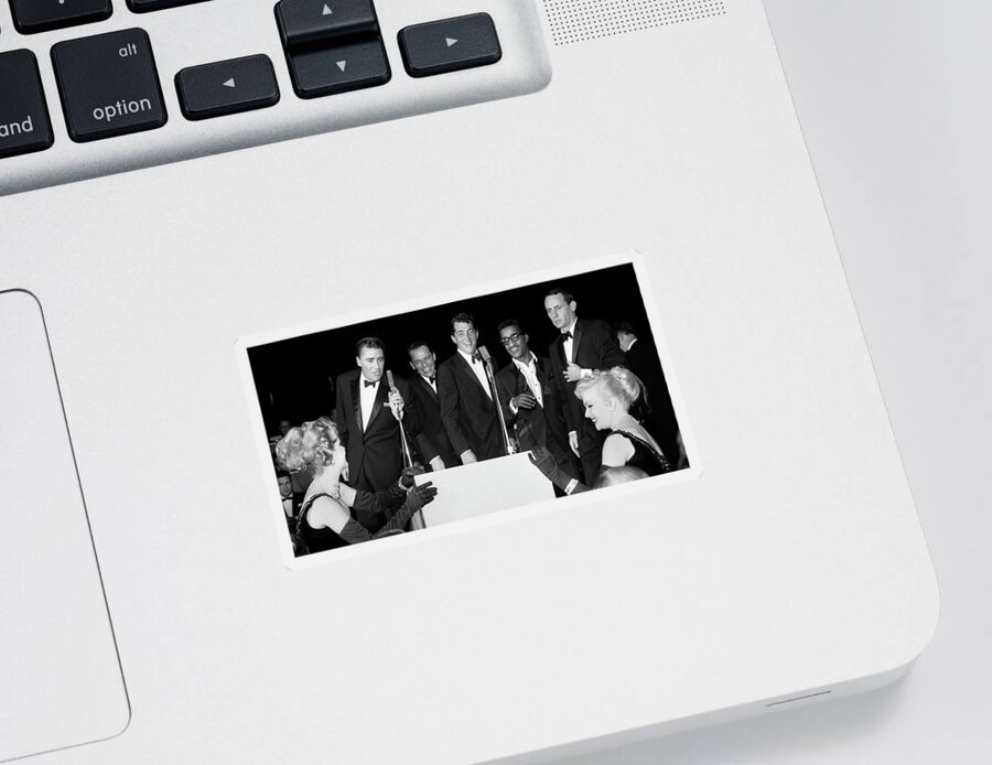 Sinatra Sticker featuring the photograph Peter Lawford, Frank Sinatra, Dean Martin, Sammy Davis Jr. and J by Doc Braham
