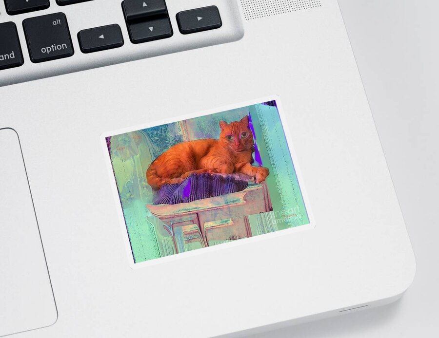 Cat Sticker featuring the mixed media Phoenix Rescue Cat Love by Zsanan Studio