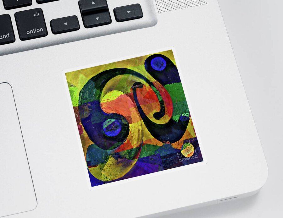 Abstract Sticker featuring the painting Piece by piece by Jolanta Anna Karolska
