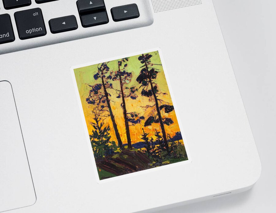 20th Century Art Sticker featuring the painting Pine Trees at Sunset by Tom Thomson