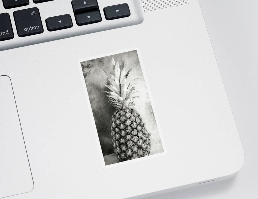 Bold Colors Sticker featuring the photograph Pineapple Black and White by Andrea Anderegg