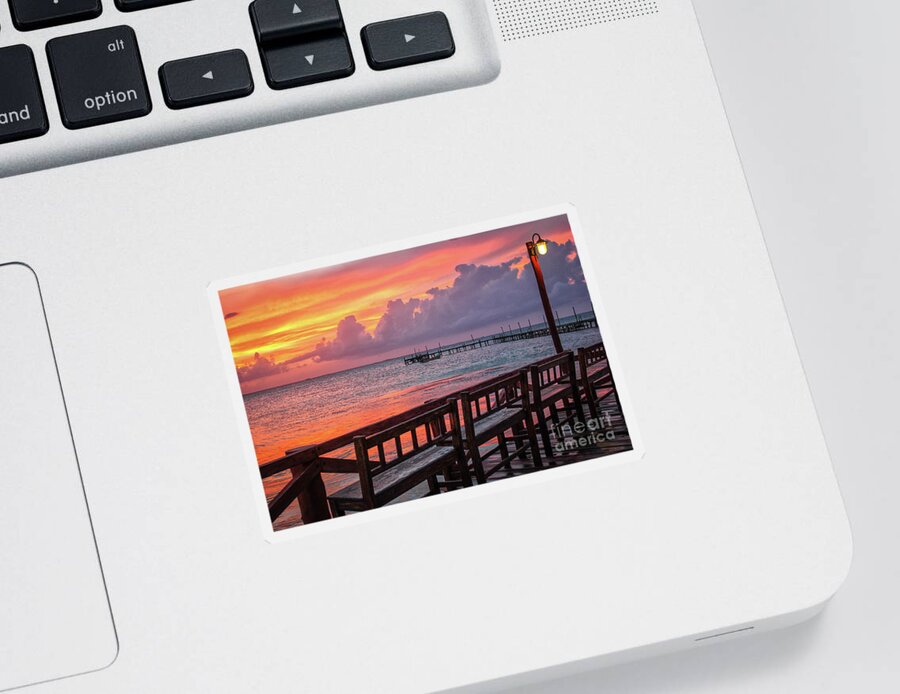Sunset Sticker featuring the photograph Pink Fire Sunset by Becqi Sherman