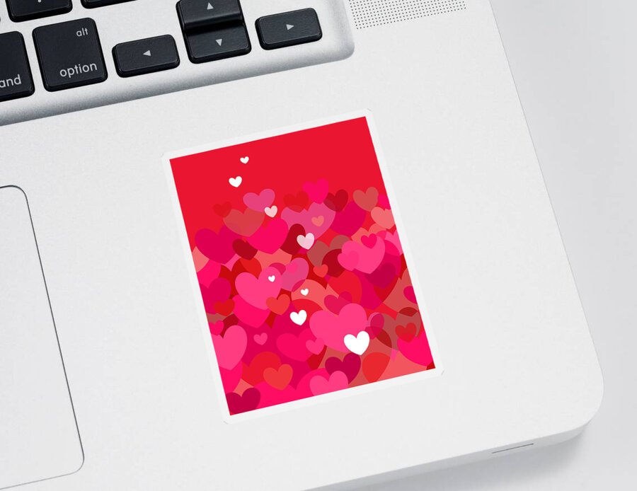Hot Pink Valentine Hearts Sticker featuring the digital art Hot Pink Valentine Hearts by Val Arie