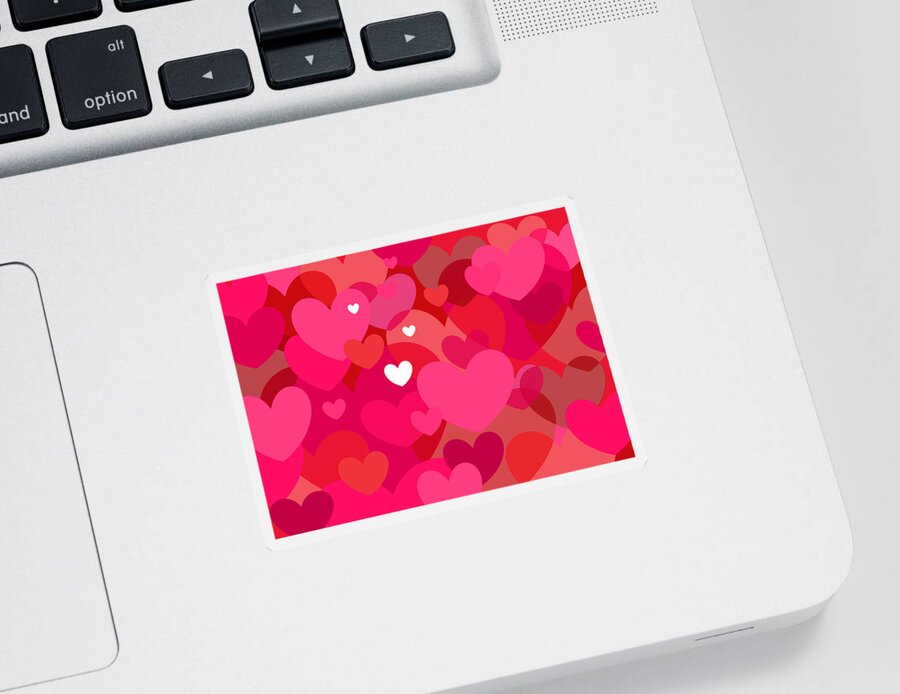 Pink Hearts Sticker featuring the digital art Pink Hearts by Val Arie