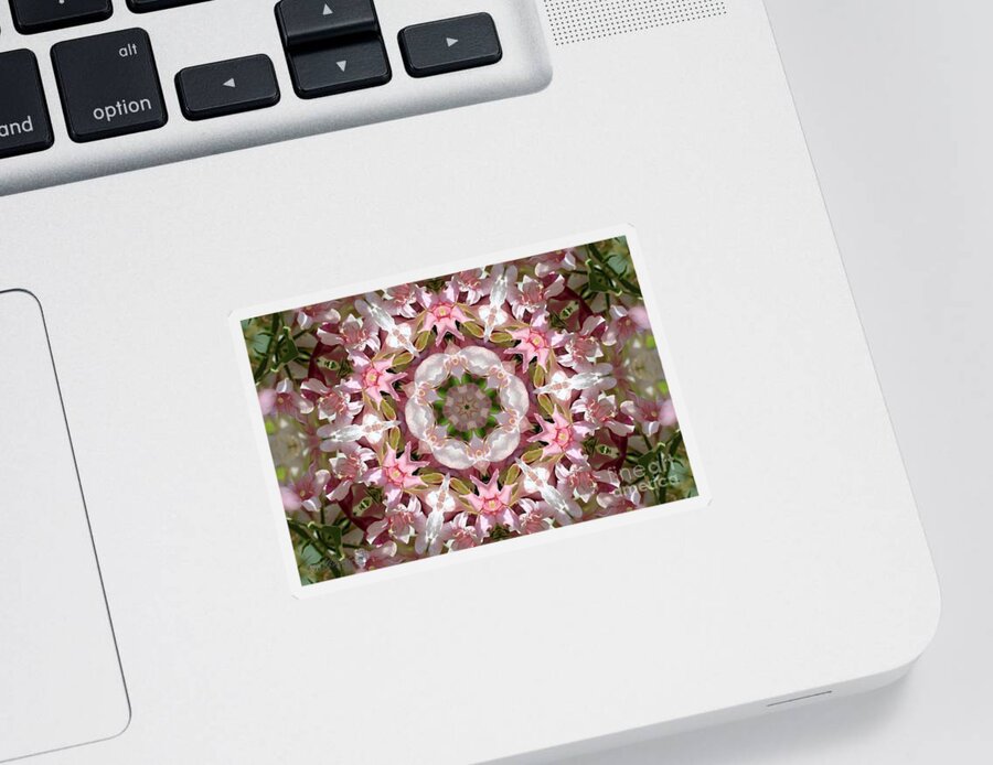 Mccombie Sticker featuring the digital art Pink Splash Kaleidoscope by J McCombie