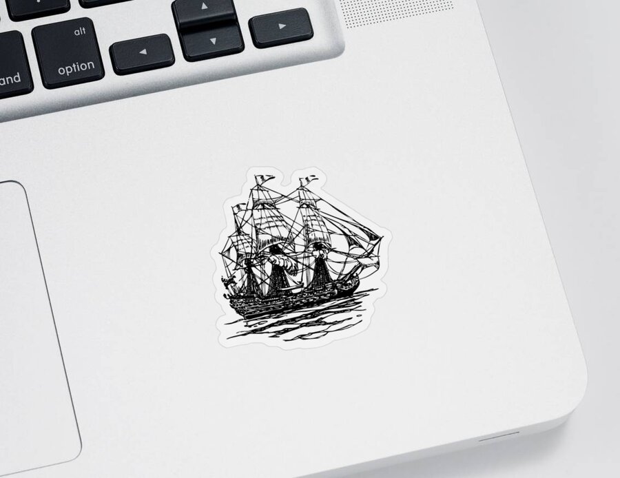 Pirate Ship Sticker featuring the digital art Pirate Ship Artwork - Vintage by Nikki Marie Smith