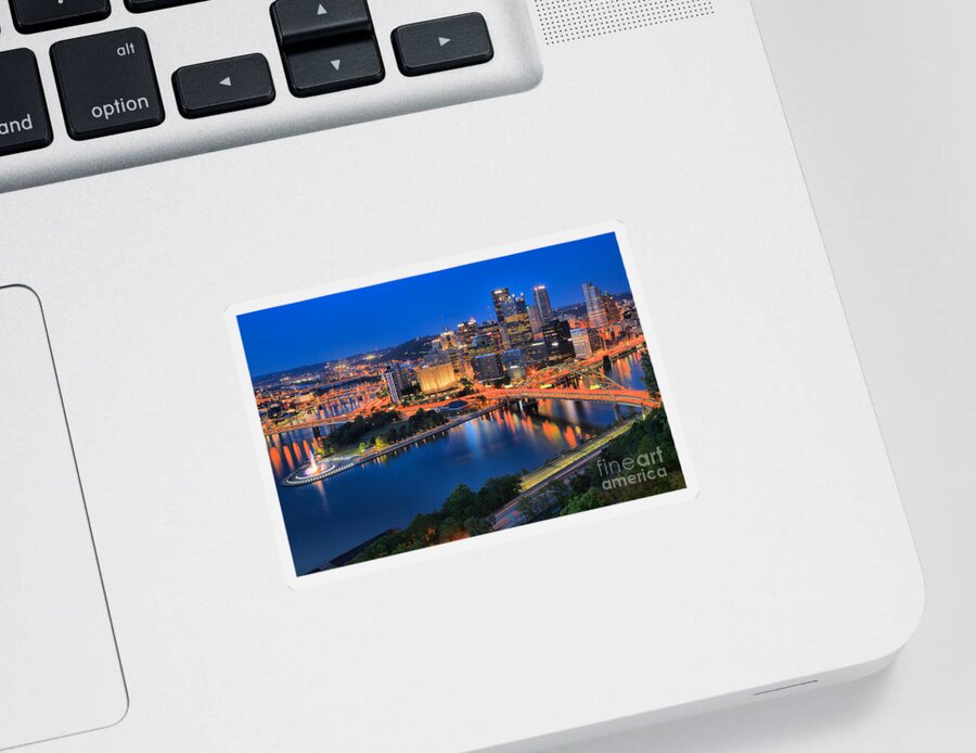 Pittsburgh Sticker featuring the photograph Pittsburgh Evening Glow by Adam Jewell