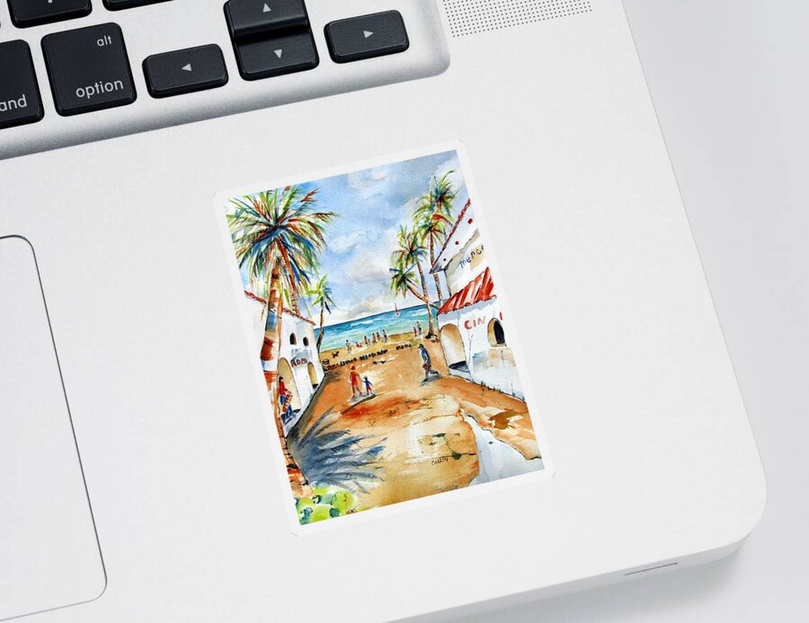 Playa Del Carmen Sticker featuring the painting Playa del Carmen by Carlin Blahnik CarlinArtWatercolor