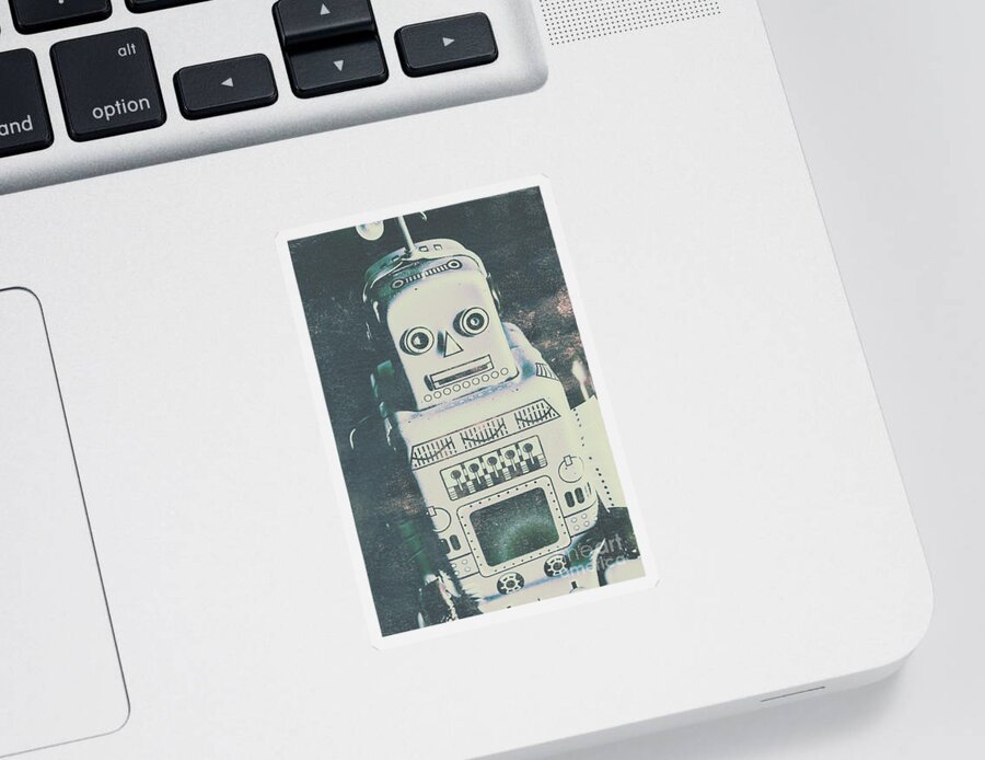 Artwork Sticker featuring the photograph Playback the antique robot by Jorgo Photography