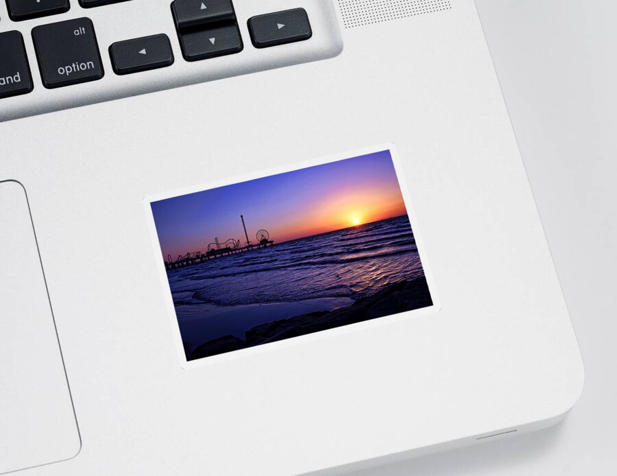 Galveston Sticker featuring the photograph Pleasure Pier Sunrise by Judy Vincent