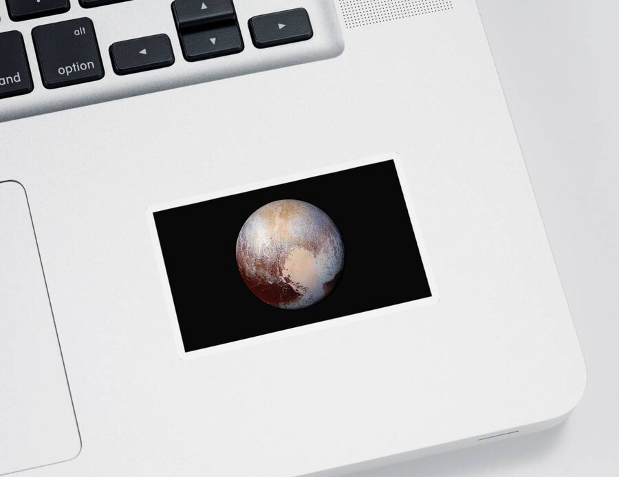 Pluto Sticker featuring the photograph Pluto Dazzles in False Color by Eric Glaser