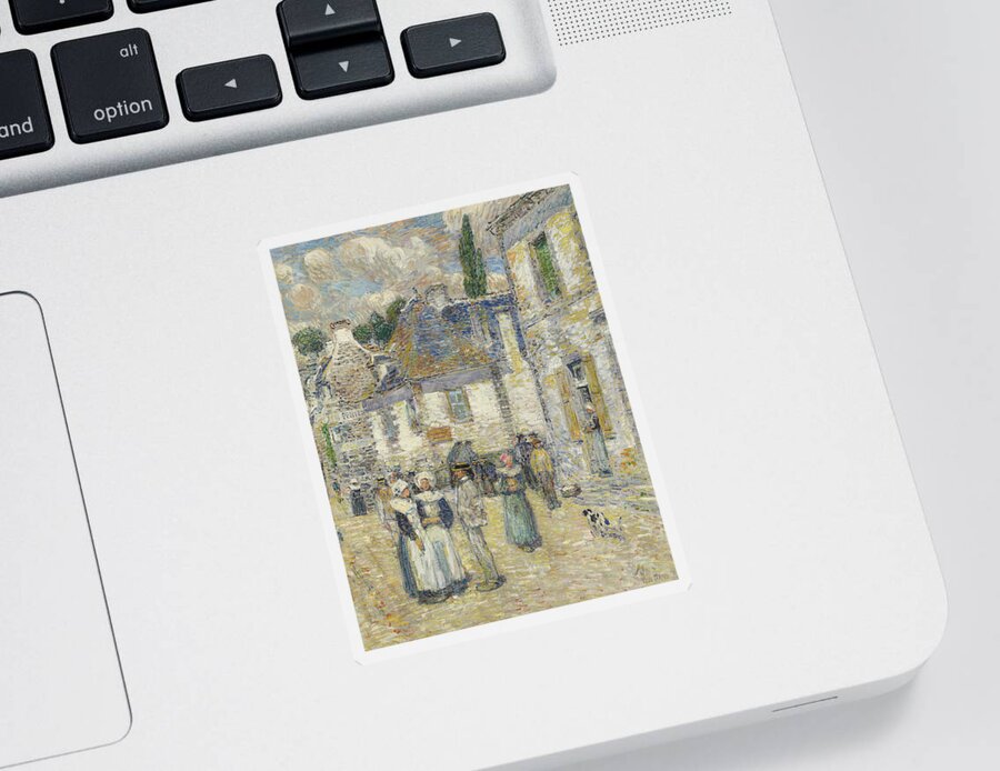 Childe Hassam Sticker featuring the painting Pont-Aven by Childe Hassam