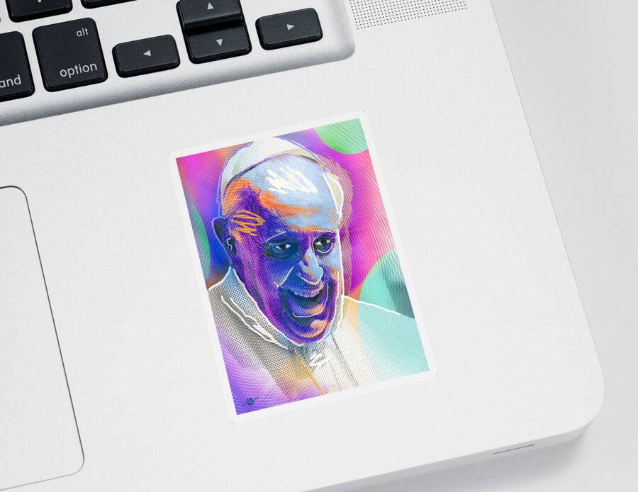 :pope Francis. American Visit Sticker featuring the painting Pope Pop 3 by Tony Rubino