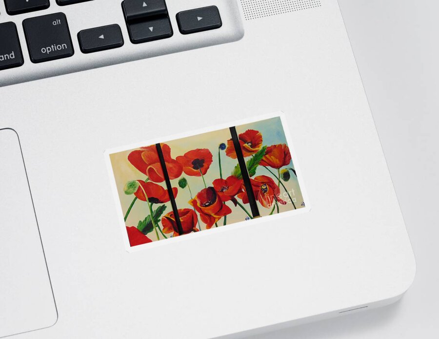 Acrylic Sticker featuring the painting Poppies by Saundra Johnson