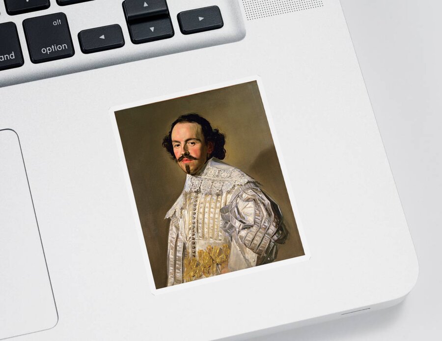 Frans Hals Sticker featuring the painting Portrait of a gentleman in white by Frans Hals
