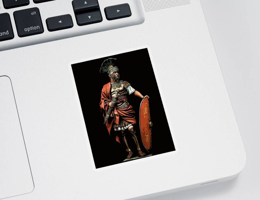 Centurion Sticker featuring the painting Portrait of a Roman Legionary - 02 by AM FineArtPrints