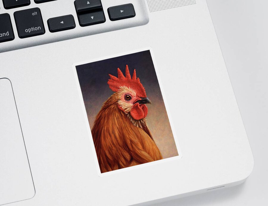 Rooster Sticker featuring the painting Portrait of a Rooster by James W Johnson