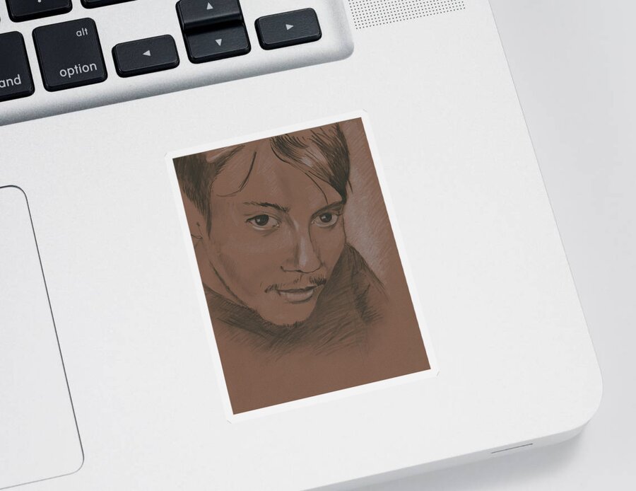 Man Sticker featuring the drawing Portrait of a Stranger by Masha Batkova
