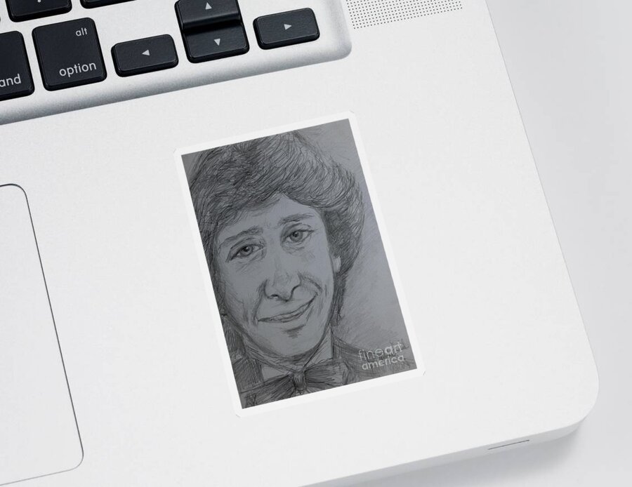 Portrait Sticker featuring the drawing Portrait of Barry Manilow 3 by Joan-Violet Stretch
