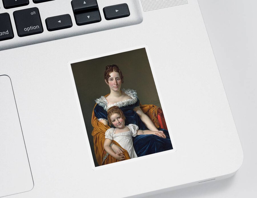 Jacques-louis David Sticker featuring the painting Portrait of the Comtesse Vilain XIIII and her Daughter by Jacques-Louis David
