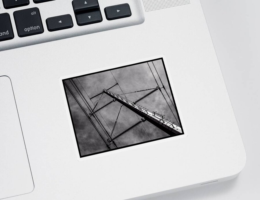 B&w Sticker featuring the photograph Power Line Sky by Frank Winters