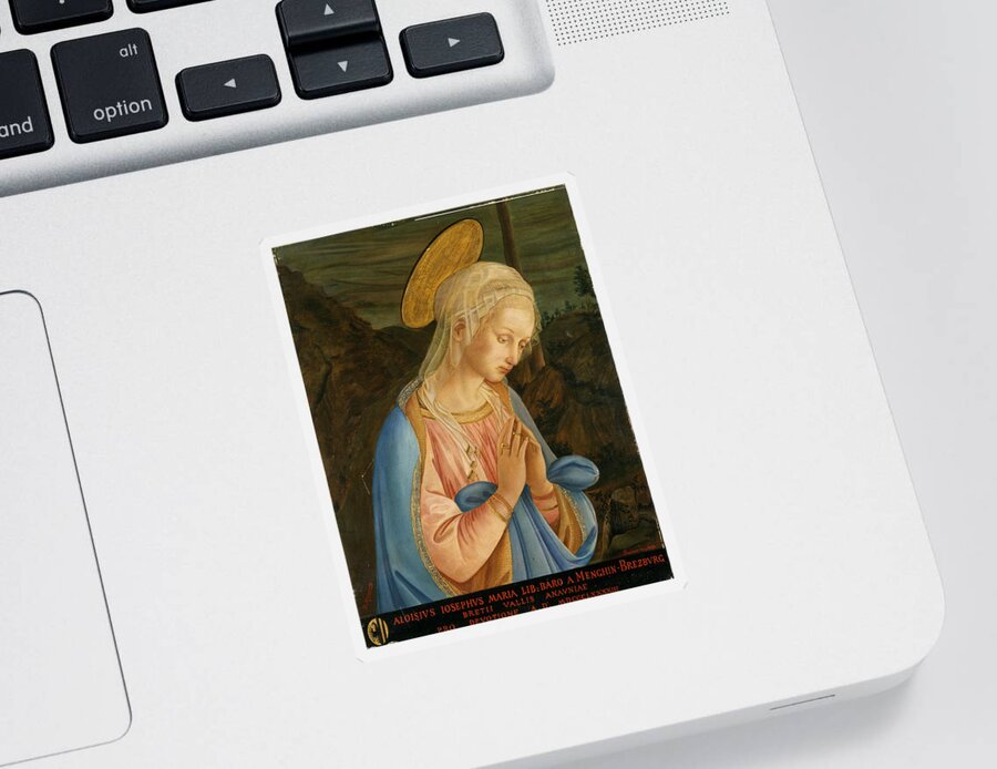 Massimo Diodato Sticker featuring the painting Praying Virgin by Massimo Diodato