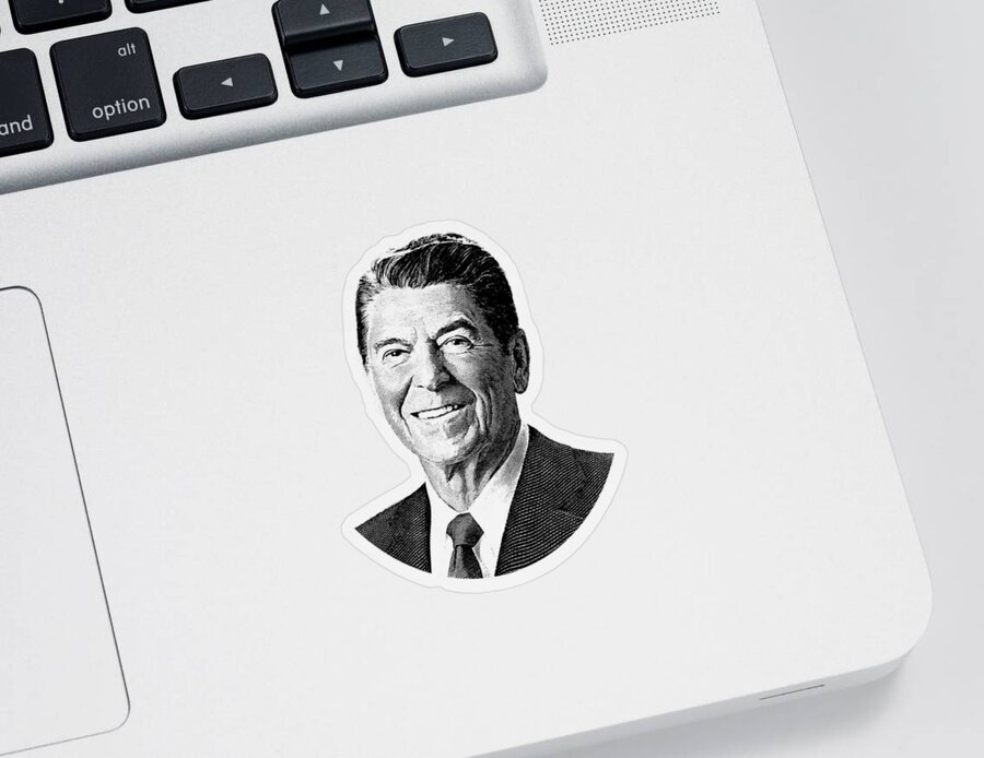 Ronald Reagan Sticker featuring the digital art President Ronald Reagan Graphic by War Is Hell Store