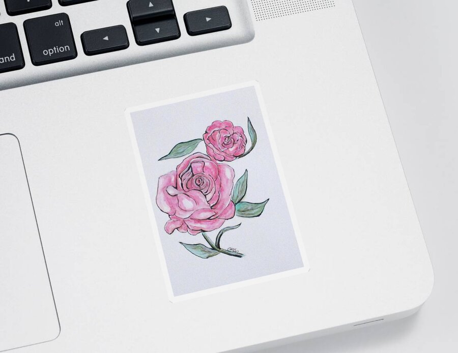 Pink Roses Sticker featuring the painting Pretty And Pink Roses by Clyde J Kell