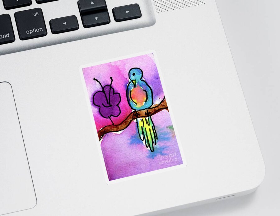 Art By Kids Sticker featuring the painting Pretty Bird by Jessie Abrams Age Twelve