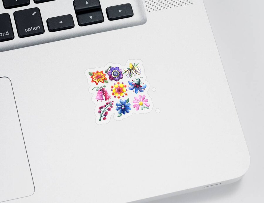 Flower Sticker featuring the painting Pretty Flowers All in a Row by Shelley Wallace Ylst