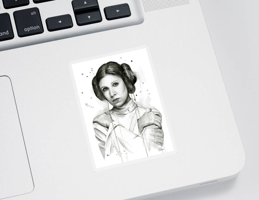 Leia Sticker featuring the painting Princess Leia Portrait Carrie Fisher Art by Olga Shvartsur