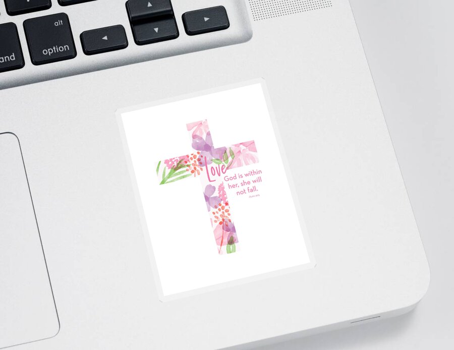 Cross Sticker featuring the mixed media Psalm 46 5 Cross- Art by Linda Woods by Linda Woods