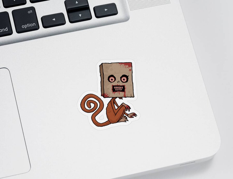 Monkey Sticker featuring the digital art Psycho Sack Monkey by John Schwegel