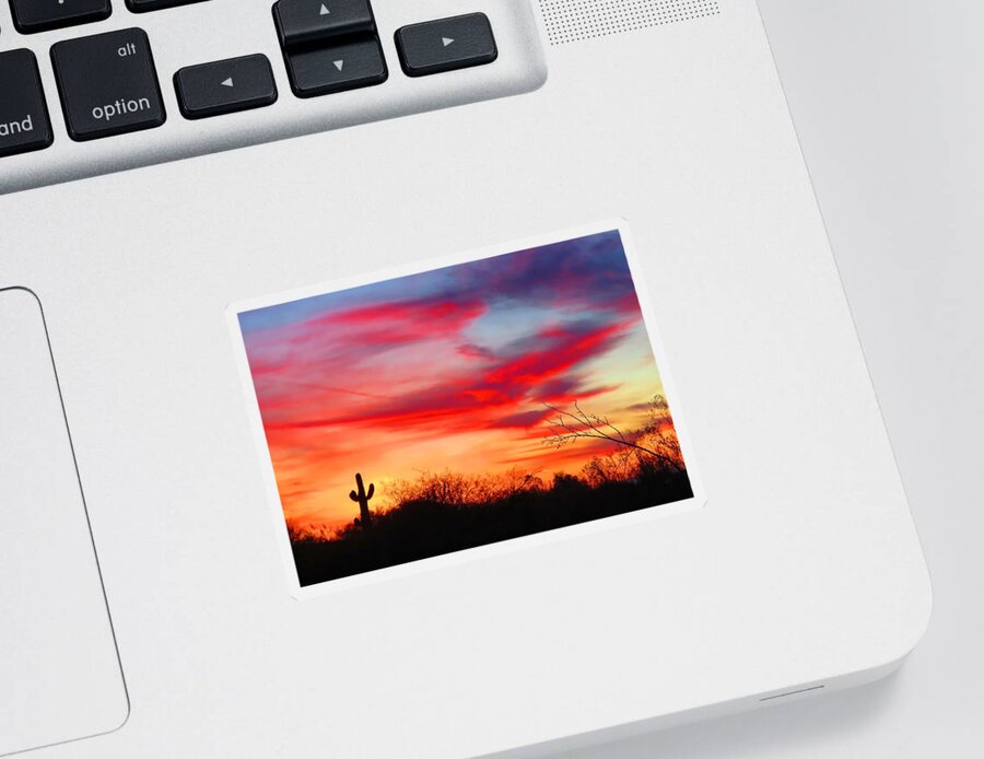 Arizona Sticker featuring the photograph Pterosaur Sunrising in the Desert by Judy Kennedy