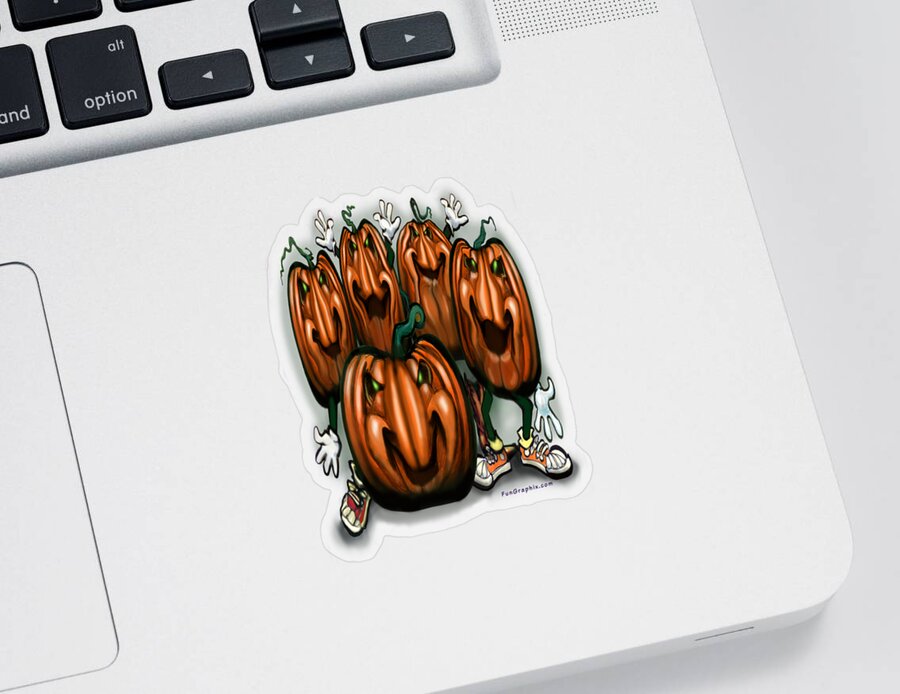 Halloween Sticker featuring the painting Pumpkin Party by Kevin Middleton