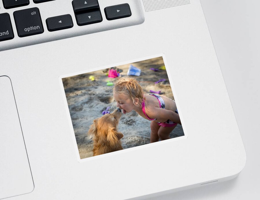 Girl Sticker featuring the photograph Puppy Love by Brad Stinson